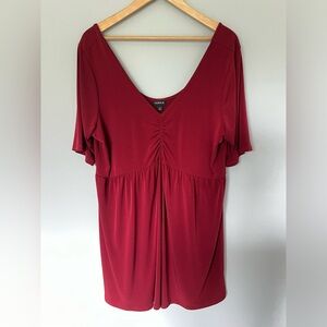 Torrid, Wine Red V-Neck Blouse, Sz 2